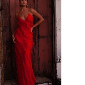 Rat & Boa Red Spaghetti Strap Maxi Gown